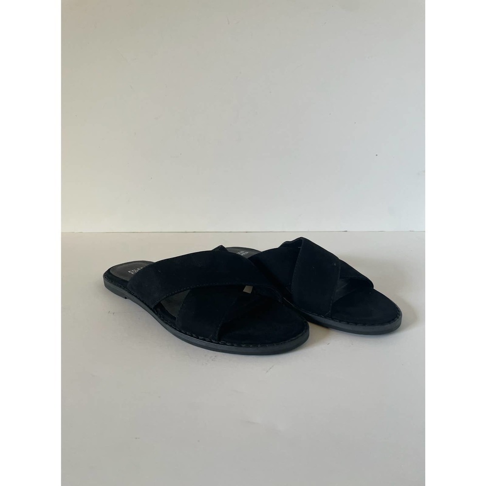 NWT Eileen Fisher Cape Crossover Black Suede Sandals • Minimalist • Size 6 🗣 - Picture 3 of 5